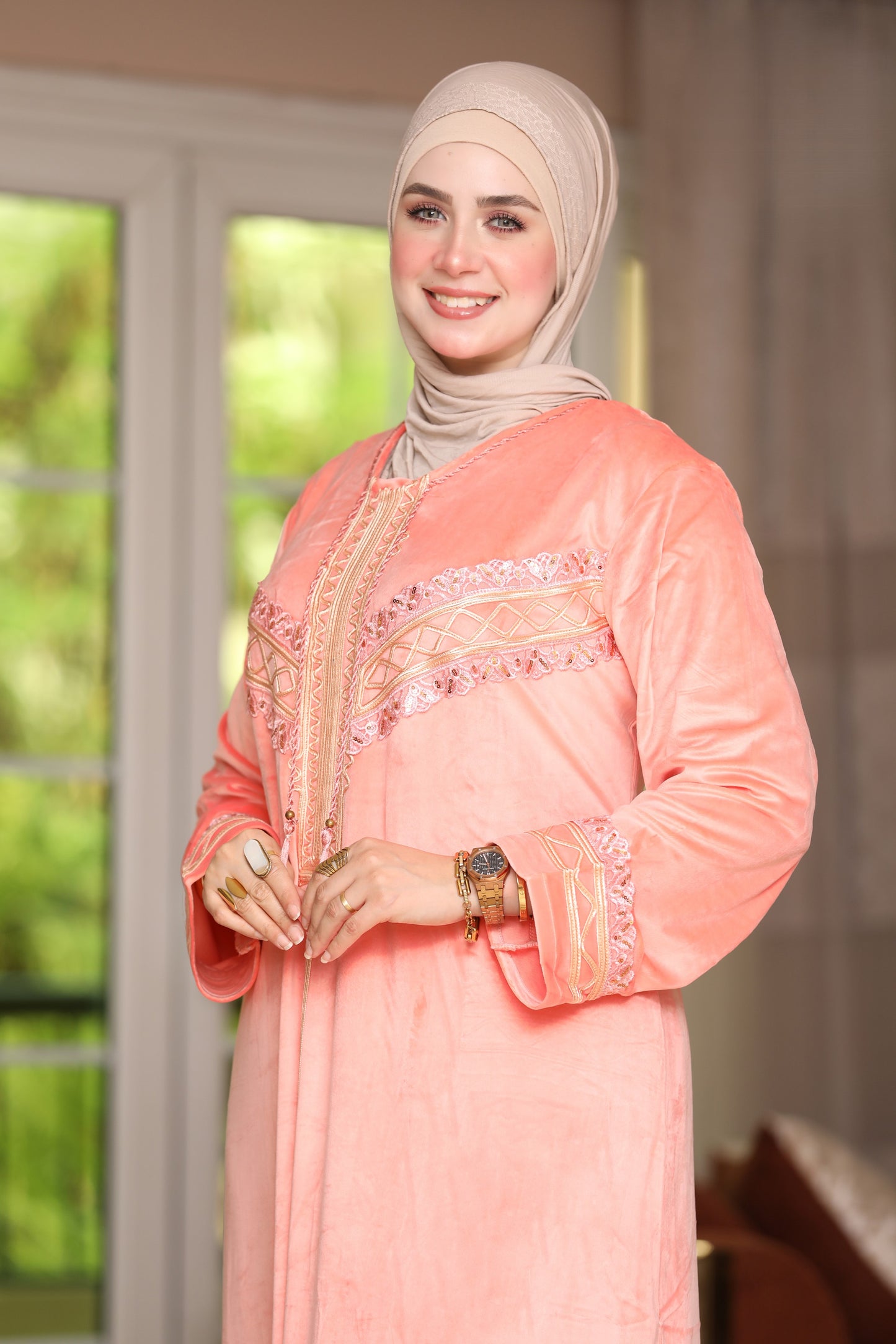 Velvet abaya with Indian embroidery