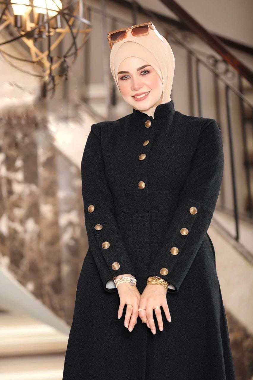 Buttoned wool dress