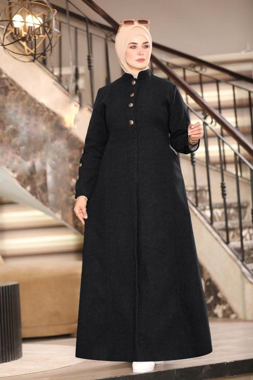Buttoned wool dress