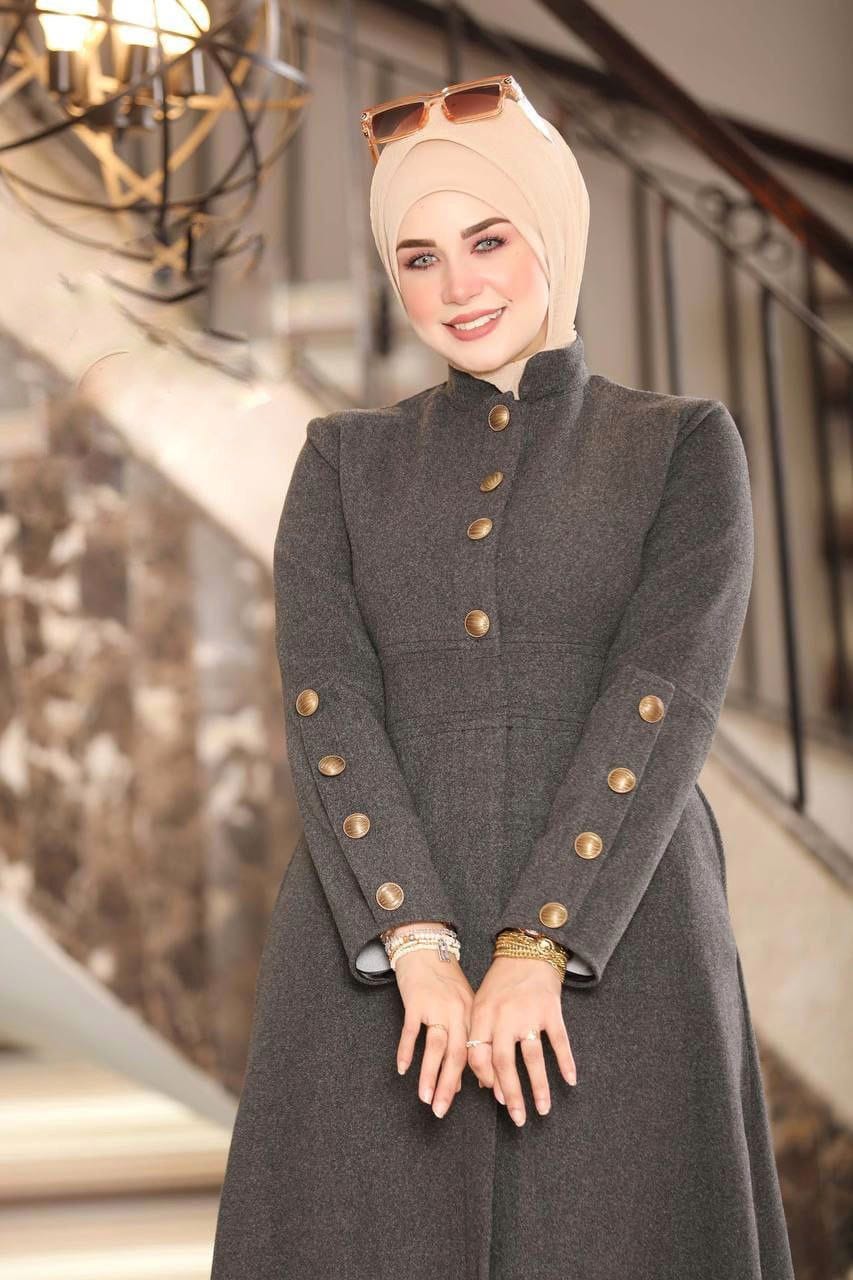 Buttoned wool dress