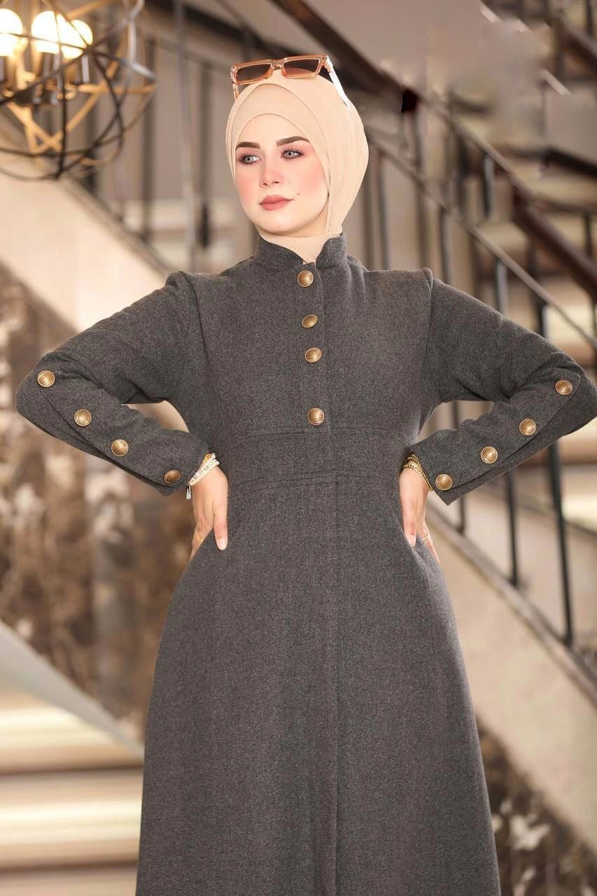 Buttoned wool dress