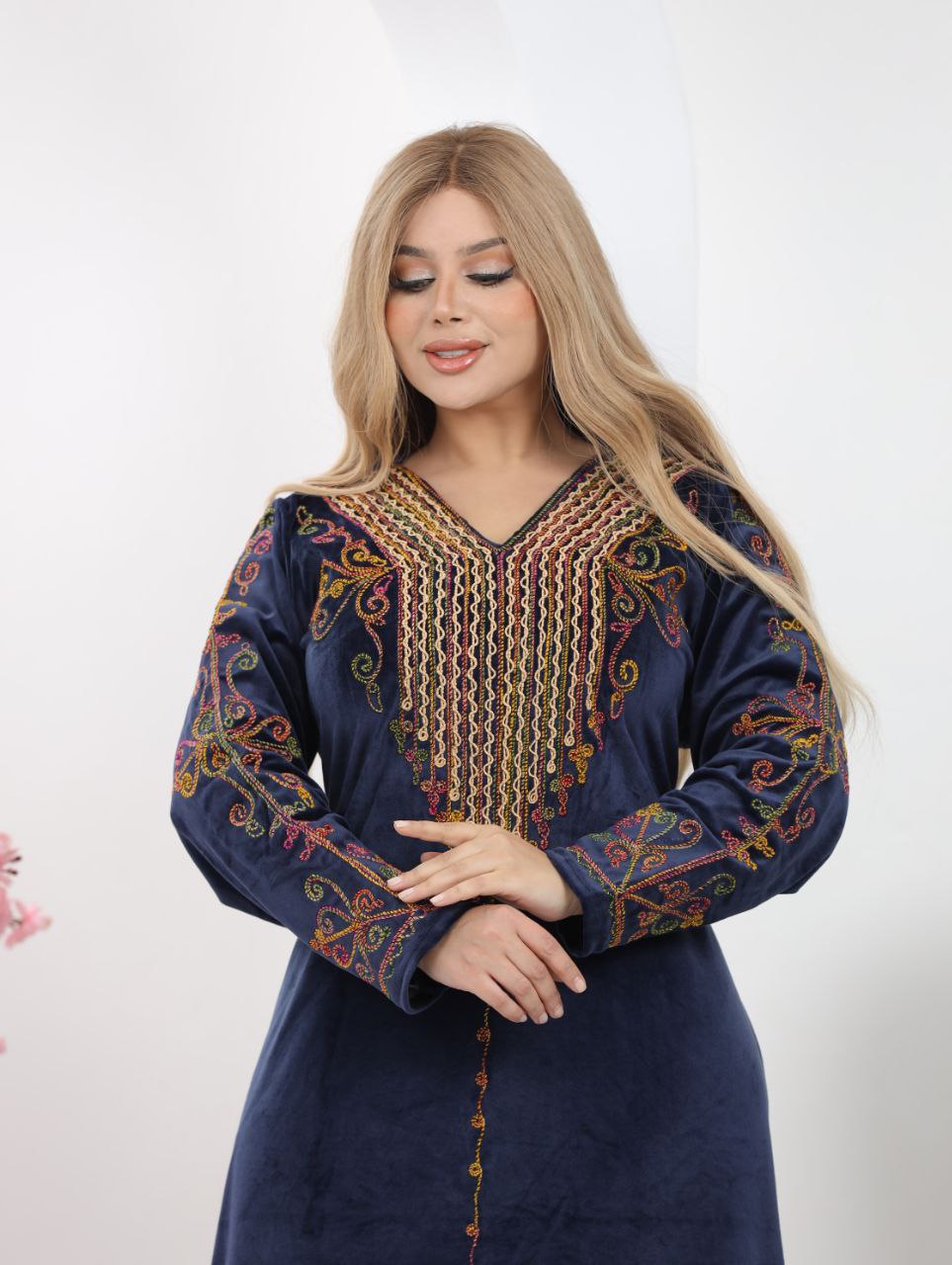 Velvet Abaya with Hand-Cord Embroidery