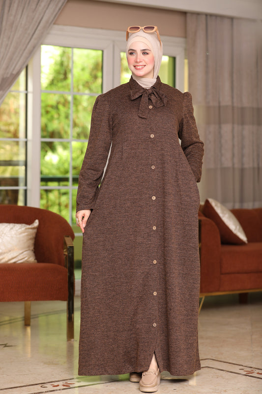 Wool dress with pockets and buttons