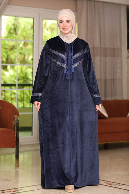 Velvet abaya with Indian embroidery