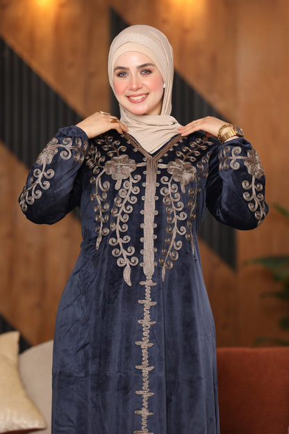 Velvet jalabiya with hand embroidery