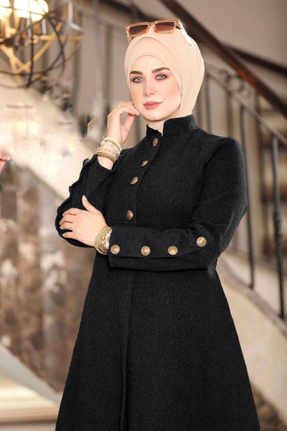Buttoned wool dress