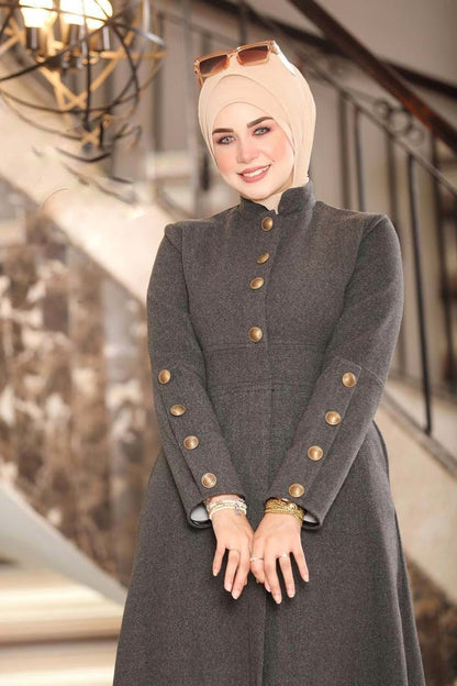 Buttoned wool dress