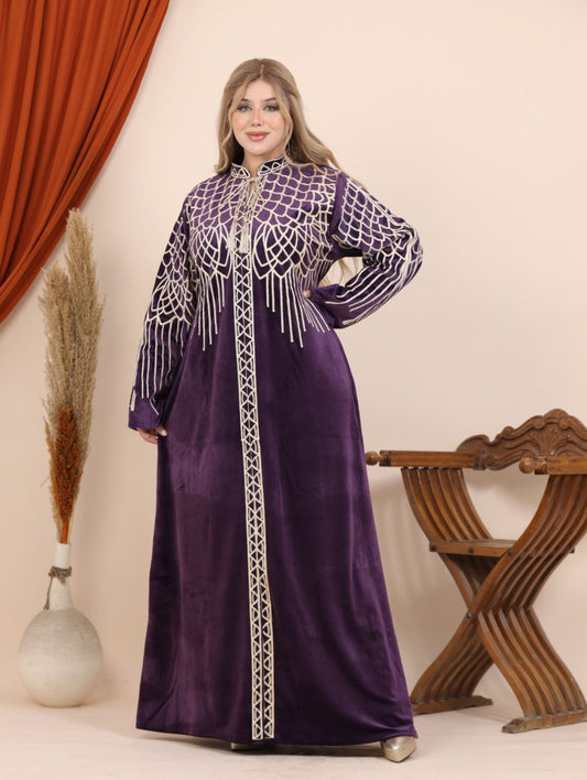 Velvet abaya with eagle embroidery