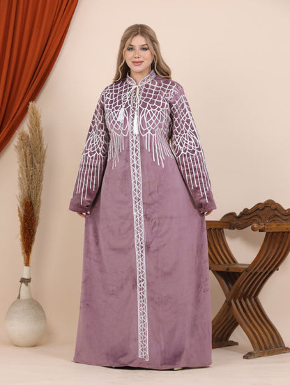 Velvet abaya with eagle embroidery
