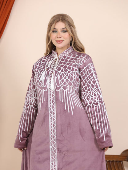 Velvet abaya with eagle embroidery
