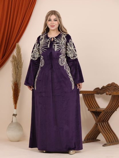 Embroidered velvet abaya