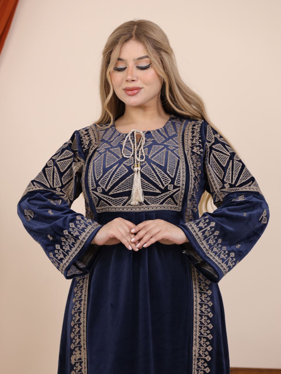 Embroidered velvet abaya