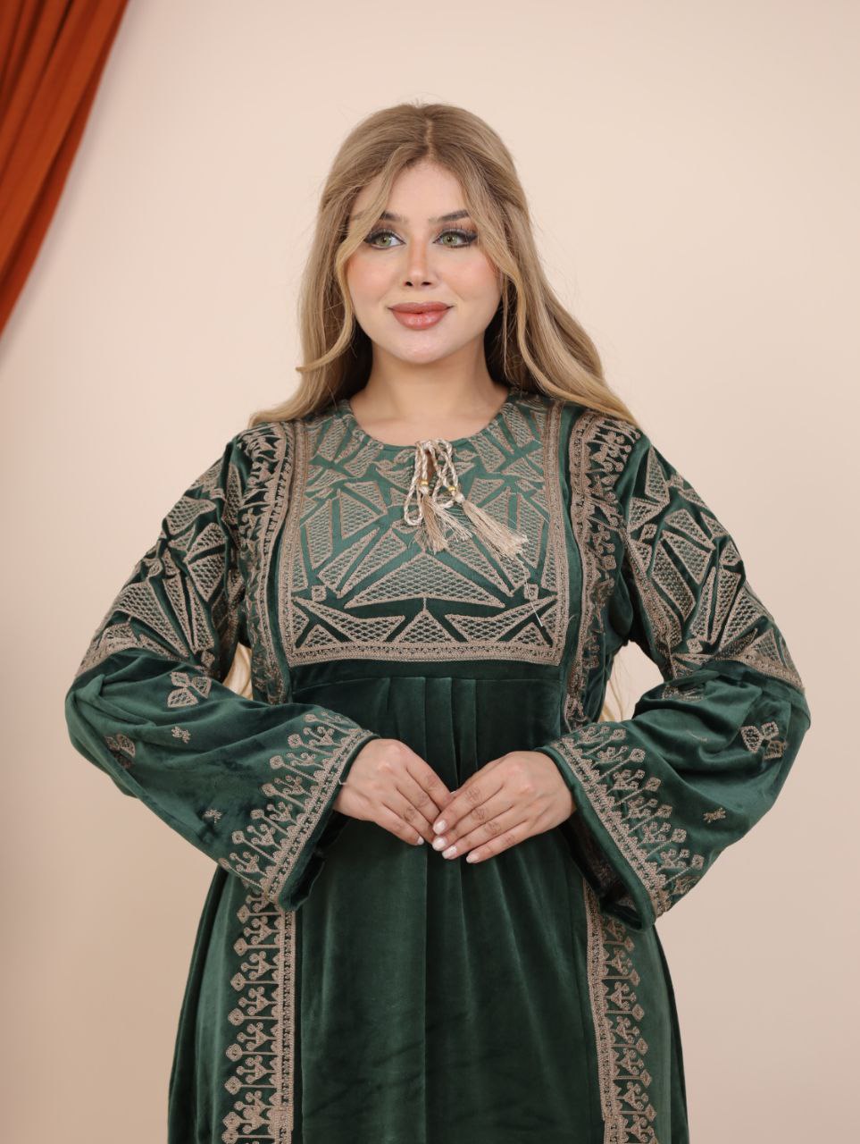 Embroidered velvet abaya