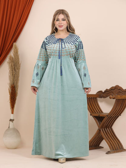 Embroidered velvet abaya