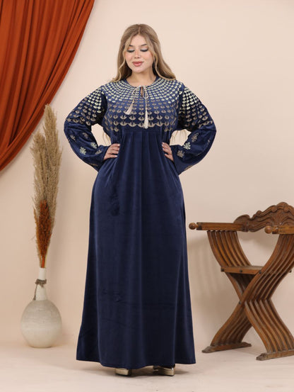 Embroidered velvet abaya