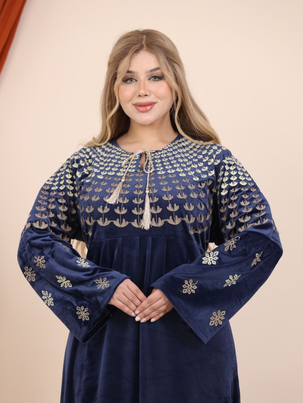 Embroidered velvet abaya